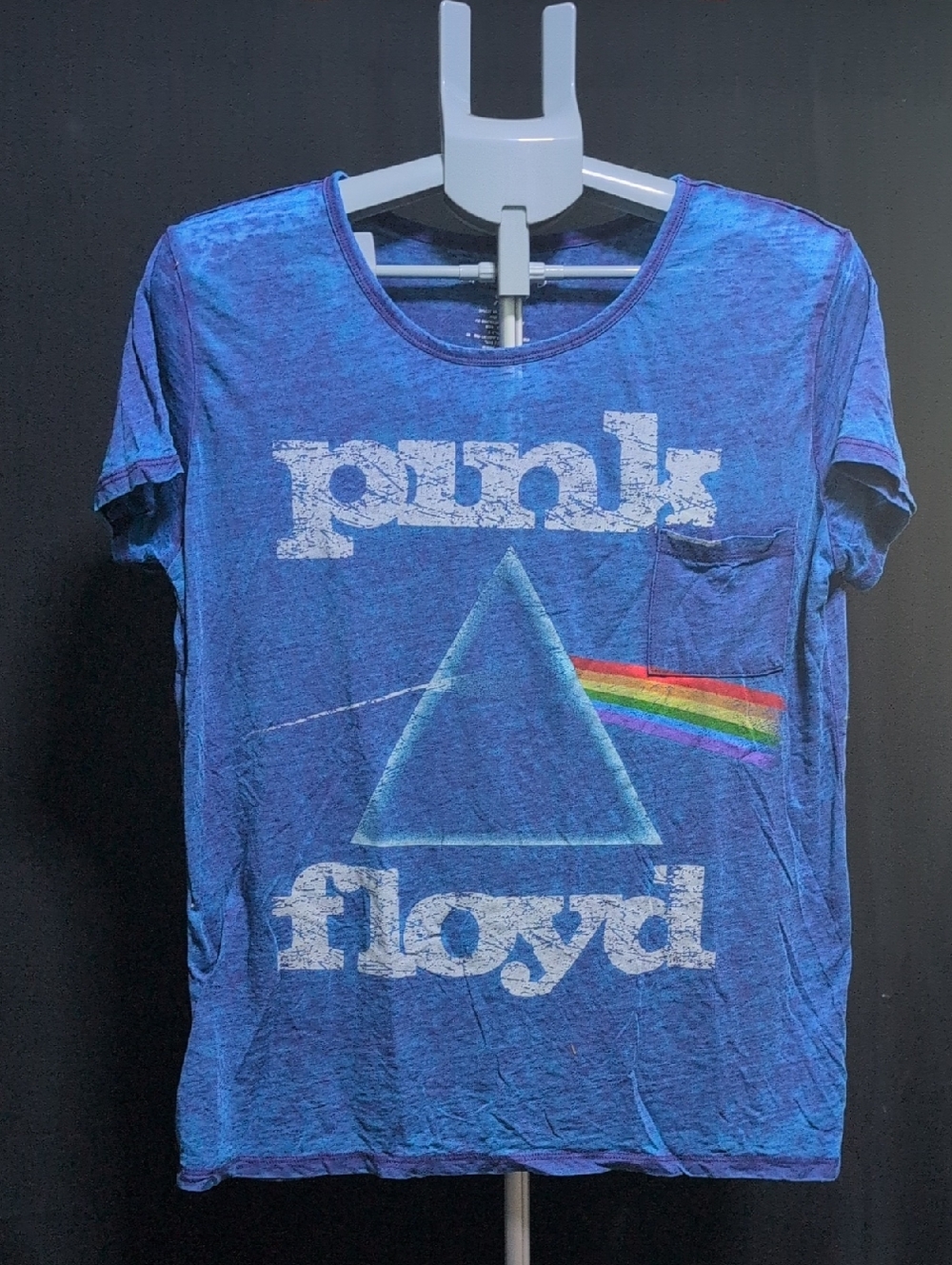 Pink Floyd Blue Short Sleeve Tee with Rainbow Prism Graphic